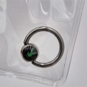 Playboy Bunny 14G Captive Bead Ring Green Logo Body Jewelry Piercing 2010 NOS